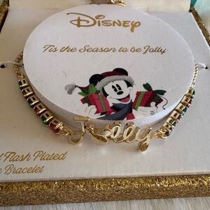 Disney Gold 'Jolly' Bracelet with Red and Green Accents